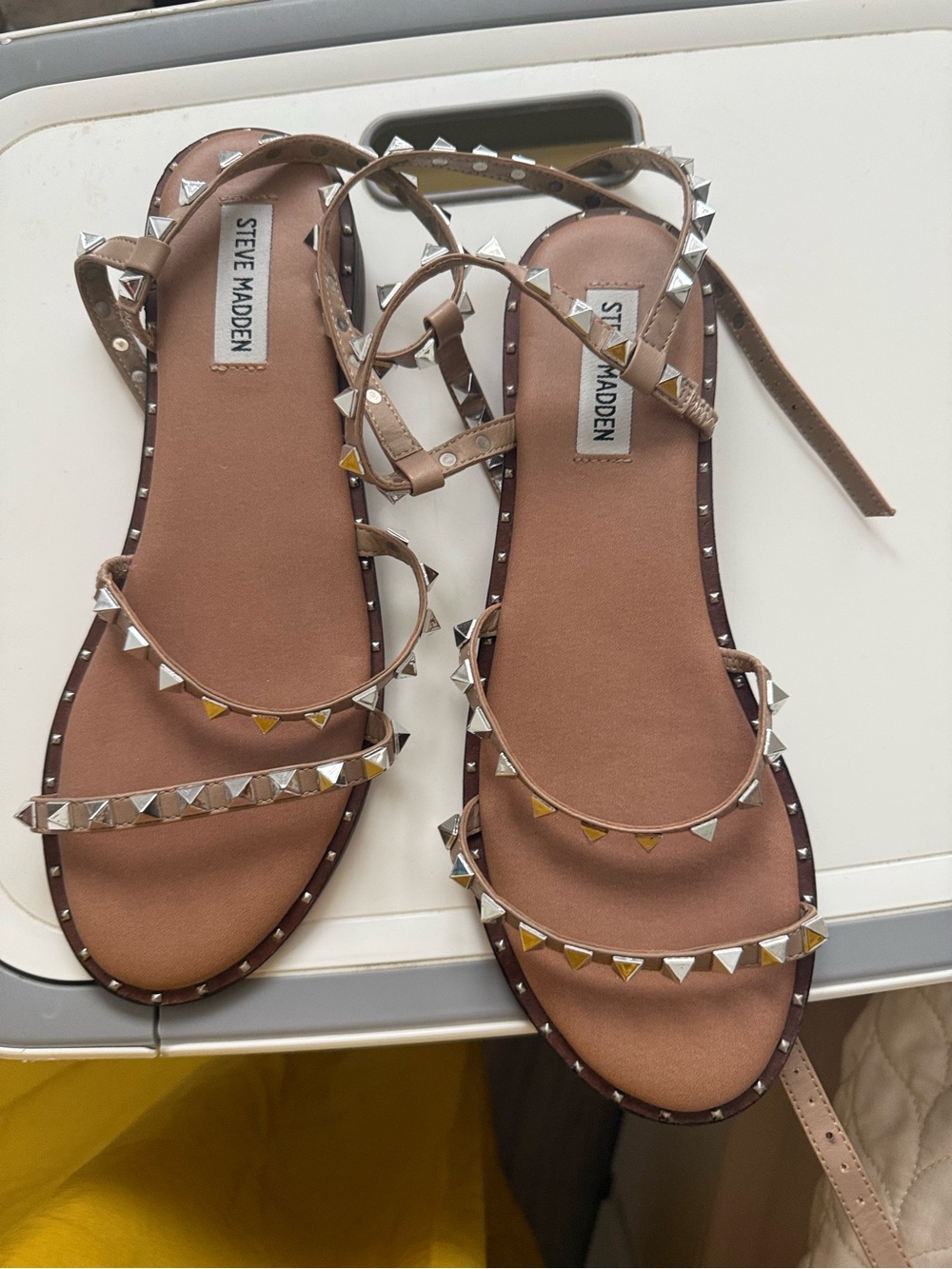 Steve Madden Brown Studded Wrap Sandals